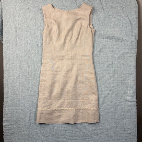 unbranded Dresses & Skirts - Elegant Linen‎ Blend Sleeveless Sheath Dress Pearl Trim Office Career